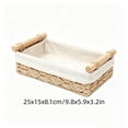 thumbnail image 3 of Yakvarog Wicker Storage Basket with Wooden Handle, Paper Rope Decorative Woven Baskets 9.8x5.9x3.2 in for Countertop, Bathroom, Home Office, Toys & Sundries, 3 of 7