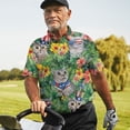 thumbnail image 6 of Funny Tropical American Cat Polo Shirts For Men Floral USA Flag Shirt Mens Polo Shirts Short Sleeve Button Up Golf Shirts, 6 of 7