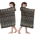 thumbnail image 4 of Brown Geometric Triangle Square Pattern Hooded Bath Towel，50"x30" for Ages 3 To 12 Kids, Quick Dry Lightweight Soft Microfiber Hood Beach Towel Cover Up for Kids, 4 of 7