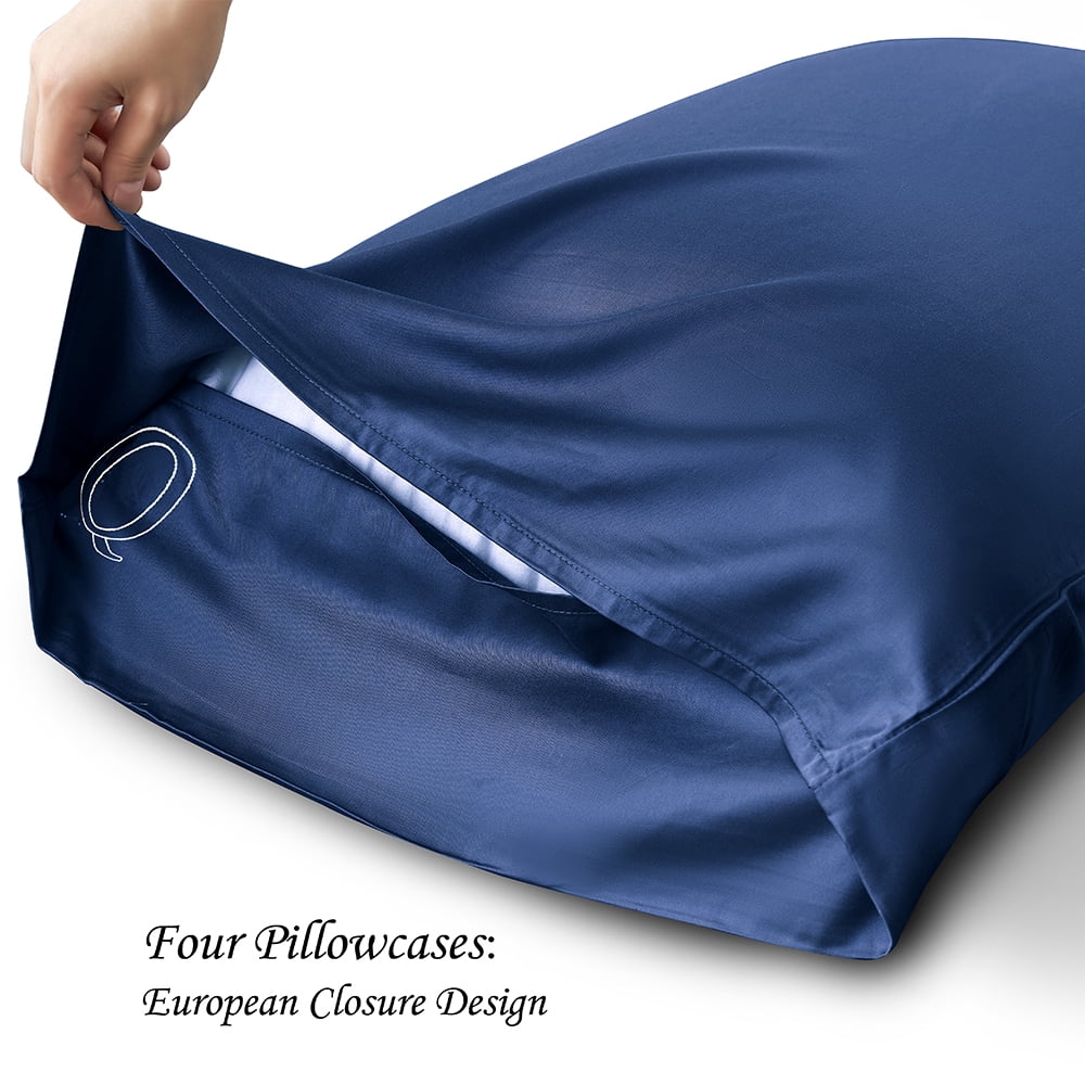 Bambusa Sheets|Soft, Cooling Bamboo Viscose Bedding| Relax The Body For a Great Night's Sleep| Gentle on All Ages:(Q=Queen-Navy Blue)