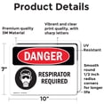 thumbnail image 2 of (2 Pack) Respirator Required OSHA Danger Sign 10 Inch X 7 Inch Vinyl Label Decal Sticker Weather Resistant, UV Protected for Workplace, Business, and Construction Site, Made in the USA, 2 of 7