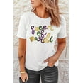 thumbnail image 3 of Women’s White 'Queen of Mardi' Sequin Letter Graphic T-Shirt for Festive Style | [ZhiHiMeRi] | (US 20-22)2XL, 3 of 5
