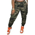 thumbnail image 2 of Camo Pants Women Cargo High Waisted Trendy Belt Design Long Pants Stretchy Slim Fit Skinny Joggers Fall Winter Trousers Camouflage L, 2 of 9