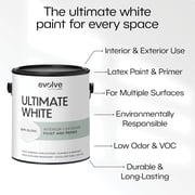 Evolve Ultimate Latex White Paint & Primer with Semi Gloss Finish, Interior/Exterior, 5 Gallon