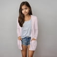 thumbnail image 3 of RUTAYY Children Girls Cardigan Long Sleeve Solid Color Casual Wear with Pocket Soft Comfortable Outerwear Chic Versatile Sweater, 3 of 6