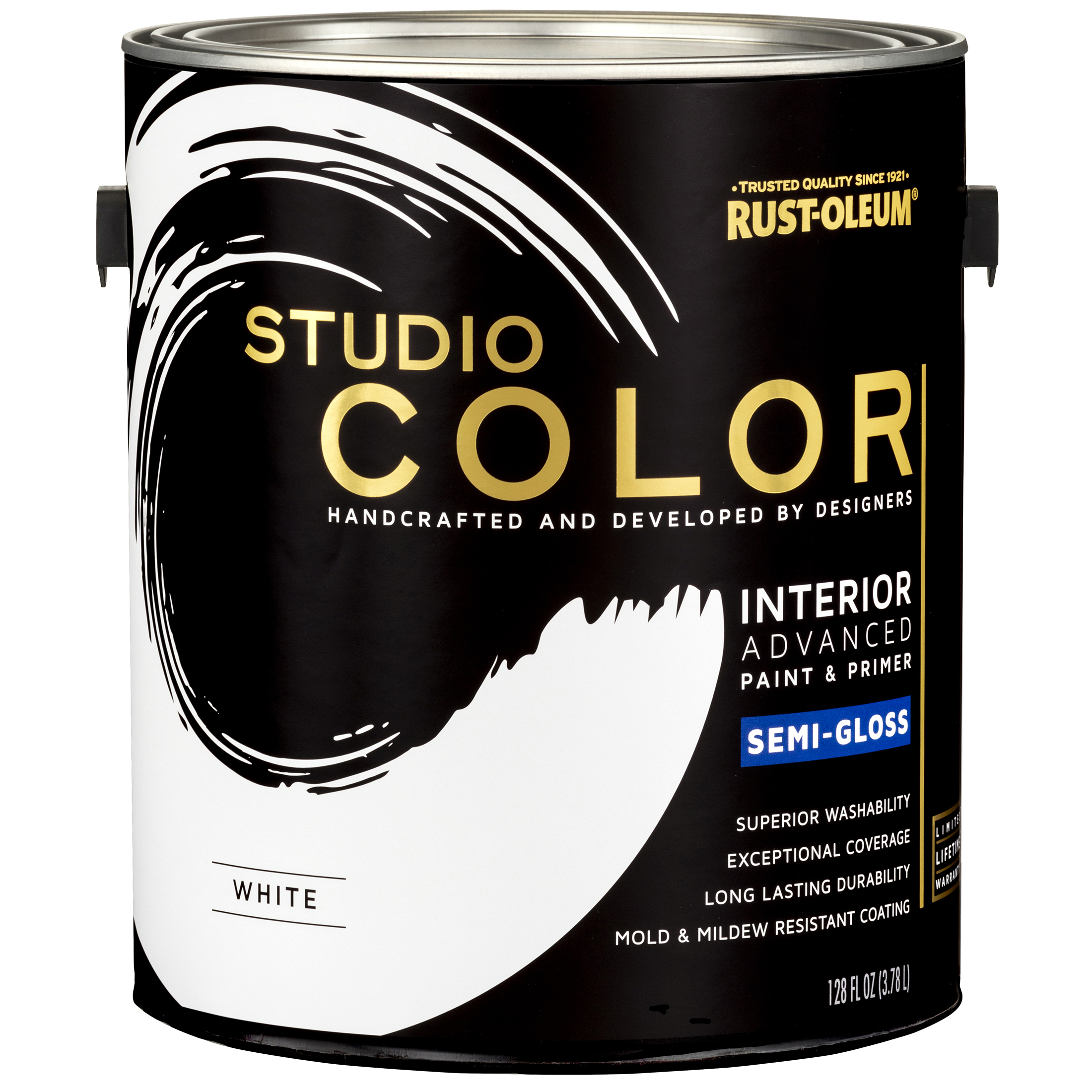 White, Rust-Oleum Studio Color Advanced Paint + Primer Interior Semi-Gloss, Gallon