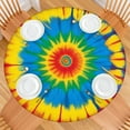 thumbnail image 2 of Colorful Tie Dye Mandala Pattern Round Fitted Tablecloth with Elastic Edge,Dining Table Cover Waterproof,Outdoor Round Tablecloth for Camping,Dining,Indoor and Outdoor, 2 of 7