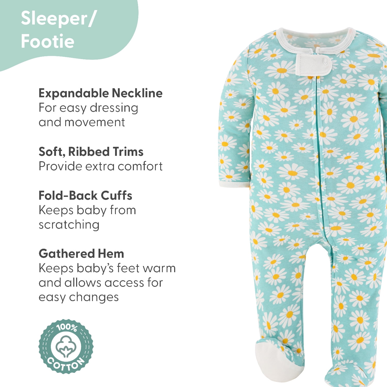 The Peanutshell Carefree Floral Baby Girl Clothes Set, Sleepers, Bodysuits, Bibs and Socks, 0-3 Months, 15-Pc