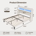 thumbnail image 4 of Queen Upholstered Platform Bed Frame with RGB LED Ambiance Light & USB Charging Port, Storage Headboard Reinforced Support Design, Beige, 4 of 11