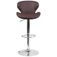 thumbnail image 3 of Contemporary Blue Fabric Adjustable Height Barstool with Curved Back and Chrome Base, 3 of 9