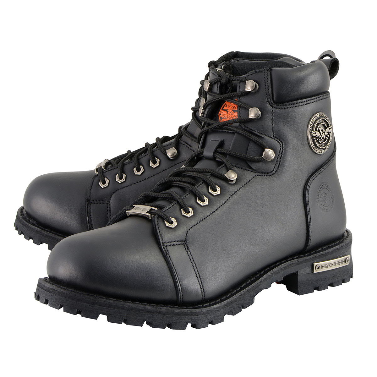 Milwaukee Leather MBM100 Men's Black Leather Lace-Up Motorcycle Boots with Side Zipper 7 - image 3 of 9