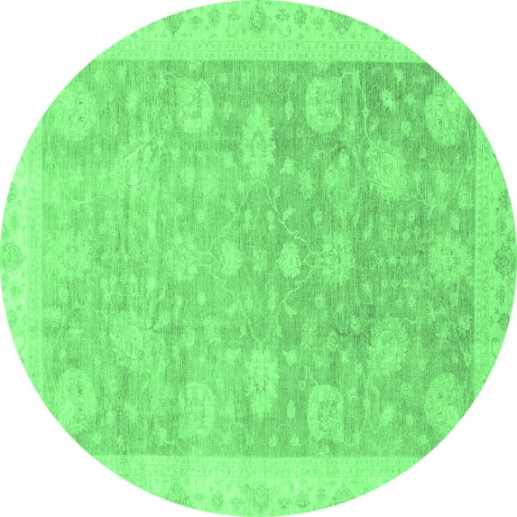 Ahgly Company Indoor Round Oriental Emerald Green Modern Area Rugs, 7' Round