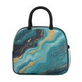 thumbnail image 2 of Obrewu Teal Gold Marble Lunch Bag for Adult, Insulated, Leakproof, Oxford Cloth, 2 of 7