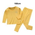 thumbnail image 3 of Worallymy Kids Thermal Underwear Elastic Long Sleeve Round Neck Autumn Winter Office School Outdoor Warm Tops Bottom Suit for Boys Yellow 160cm, 3 of 9