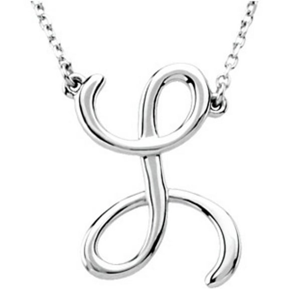 14k White Gold Script Initial L Necklace Fine Jewelry for Women Gifts for Her (19.4x13.8mm), 16"
