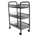 thumbnail image 2 of Estante de almacenamiento de metal con ruedas, carrito móvil de acero inoxidable para baño, cocina, verduras, color negro, 3 capas, 2 of 8