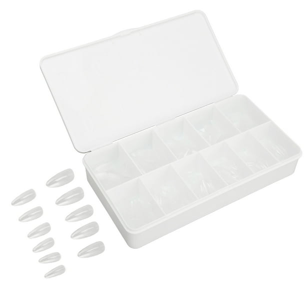 550 Tabletas de Umas Largas y Transparentes, Juego de Unas Postizas de Aguja Ultrafinas y Transparentes, Largas, De Cobertura Tema, En Forma de Almendra Con Diseños de
