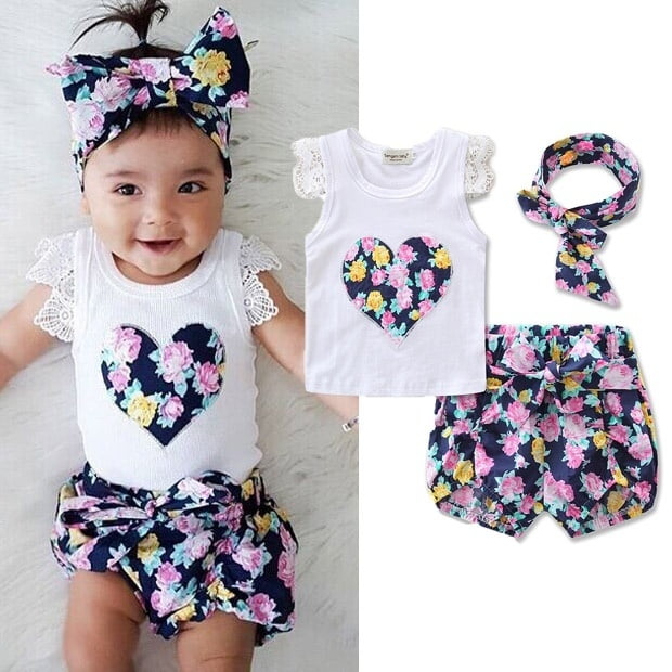 Toddler Kids Baby Girls Outfits Clothes T-shirt Tops+Pants/Shorts/Skirt 2PCS Set 