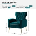 thumbnail image 5 of Wingback Velvet Accent Chair Set of 2 Upholstered Sofa Armchair Button Metal Legs Adult Home Bedroom Teal, 5 of 10