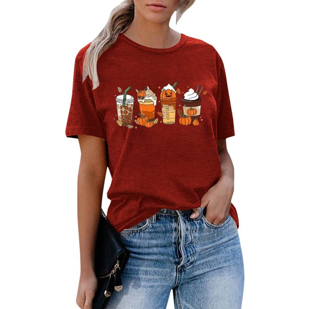 Fiudx Liquidación de Ahorros de Verano Camiseta Estampada a La Moda para Mujer, Blusa de Manga Corta, Tops Informales con Cuello Redondo