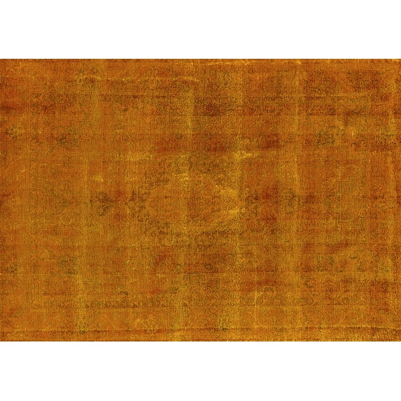 Ahgly Company Machine Washable Indoor Rectangle Oriental Yellow Industrial Area Rugs, 8' x 12'