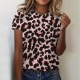 thumbnail image 2 of UANWENN T-Shirt à Col Rond Décontracté pour Femmes, Classique Polyvalent, Quotidien, à Manches Courtes, Uni, à Rayures, Léopard Camouflage, à Blocs de Couleur, 2 T-Shirts Superposables pour Femmes, Paquet Court, Vêtement, Chemise, Jolis Hauts pour Femmes Été, 2 of 5