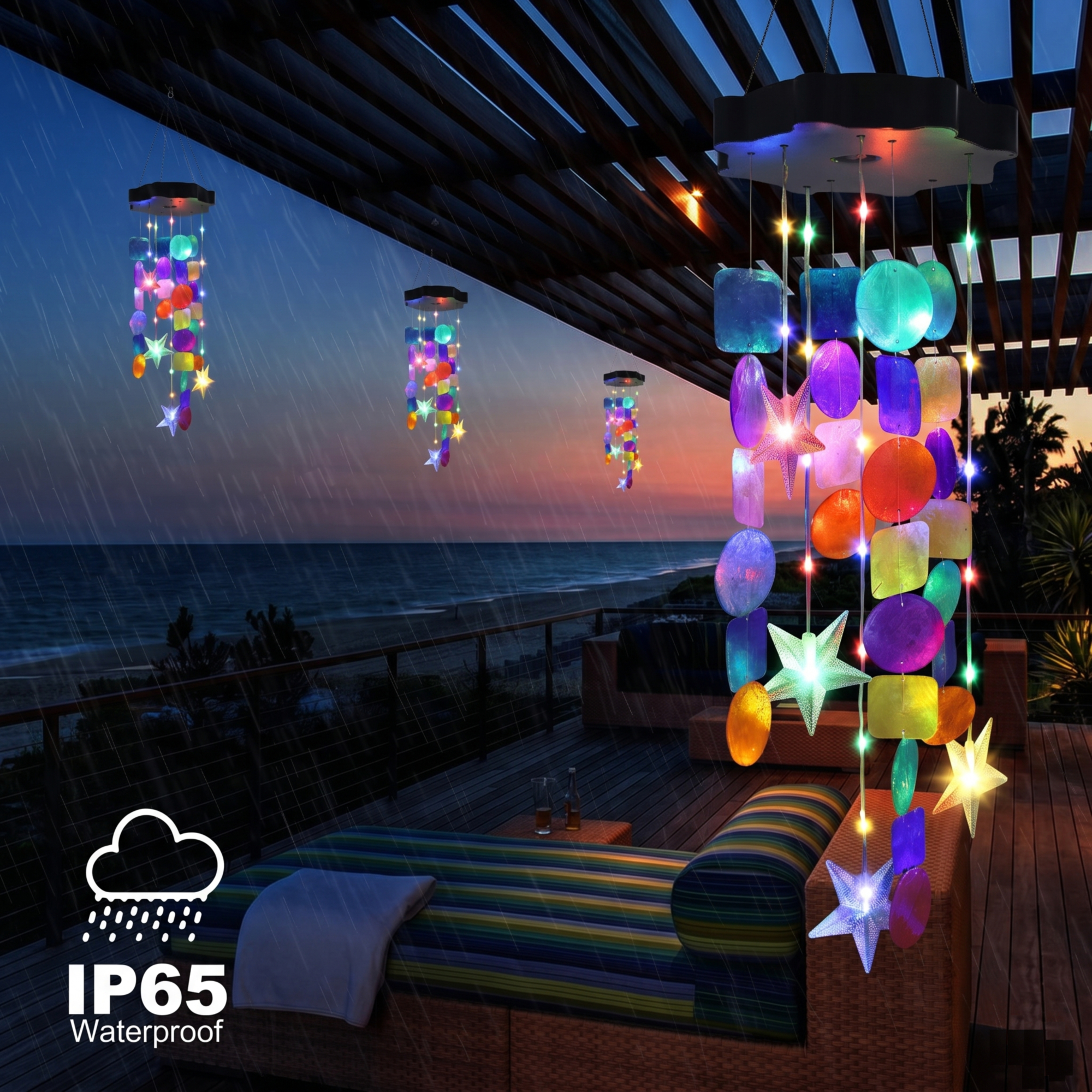 Toodour Solar Wind Chimes with Colorful Shells photo 6