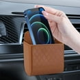 thumbnail image 6 of Car Air Vent Storage Box, Leather Mesh Organizer Hanging Box for Phone, Keys, Change, Cards, Universal Fit for Car Conditioning Vent, Easy Installation, Vehicle Interior Accessory, Multifunctional, 6 of 8