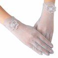 thumbnail image 1 of Nvzi Guantes cortos de encaje transpirables con estampado de lunares grises para mujer, ideales para ciclismo, protección solar y bodas. Guantes para mujer, 1 par., 1 of 5