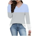 thumbnail image 4 of ylioge S-5X Plus Size Womens V Neck Sweatshirts Long Sleeve Shirts Casual Color Block Pullover Comfortable Athletic Workout Sweatshirt Tops, 4 of 7