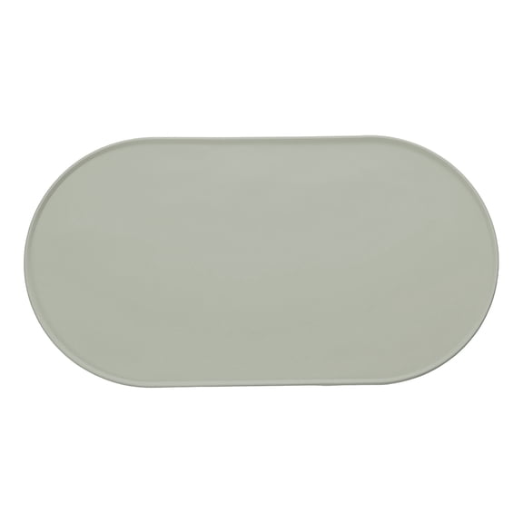 Uxcell Cat Food Mat, 18x10 Inch Silicone Pet Feeding Mat Non-Slip Oval Waterproof Dog Water Bowl Tray Raised Edge Protects Floors (Light Gray), Intended for Pets Bowl/Fountain