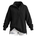 thumbnail image 4 of Textilo Womens Oversized Sweatshirt Henley Neck Snap Buttons Pullover Long Sleeves Drop Shoulder Stand Collar Sweatshirts Comfy Breathable Loose Fit 2026 Fall Winter Outfits Clothes,Black M, 4 of 6