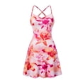 thumbnail image 6 of Gunia Teen Girl Dresses Sleeveless Hawaiian Floral Print Strappy Slim Fit Short Dress With Flowy Design Sundress Pink Dress For Girls 12-16 Years, 6 of 9