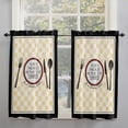 thumbnail image 2 of 63 Inch Long Tier Curtains for Kitchen, Kitchen Retro Tableware Yellow Plaid Bathroom Window Curtains Rod Pocket Short Curtains Window Treatment Tiers for Living Room Farmhouse 2 Panels, 2 of 5