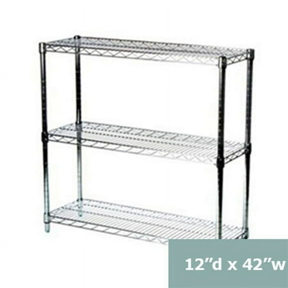 Shelving Inc. 12"d x 42"w Chrome Wire Shelving with 3 Shelves