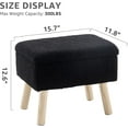 thumbnail image 6 of Tcbosik Minimalist Rectangular Storage Ottoman - Soft Teddy Fleece Padded Footstool with Sturdy Wooden Frame, Extra Seat Space Saver (Black, 15.7"L x 11.8"W x 12.6"H), 6 of 8