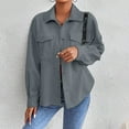 thumbnail image 5 of Atogsazn Womens Button Up Jacket Casual Long Sleeve Corduroy Shirt Spring Fall Tops Clothing with Pocket Gray L Fashion, 5 of 6