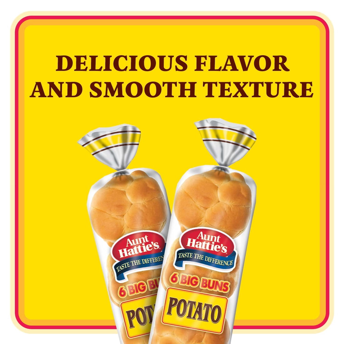 Aunt Hattie's Big Potato Hamburger Buns, Potato Bread Burger Buns, 6 Ct, Shelf-Stable
