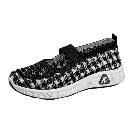Fauean Sneakers for Women Breathable and Comfortable Slip on Shoes Lightweight Daily Wear Black Size 35