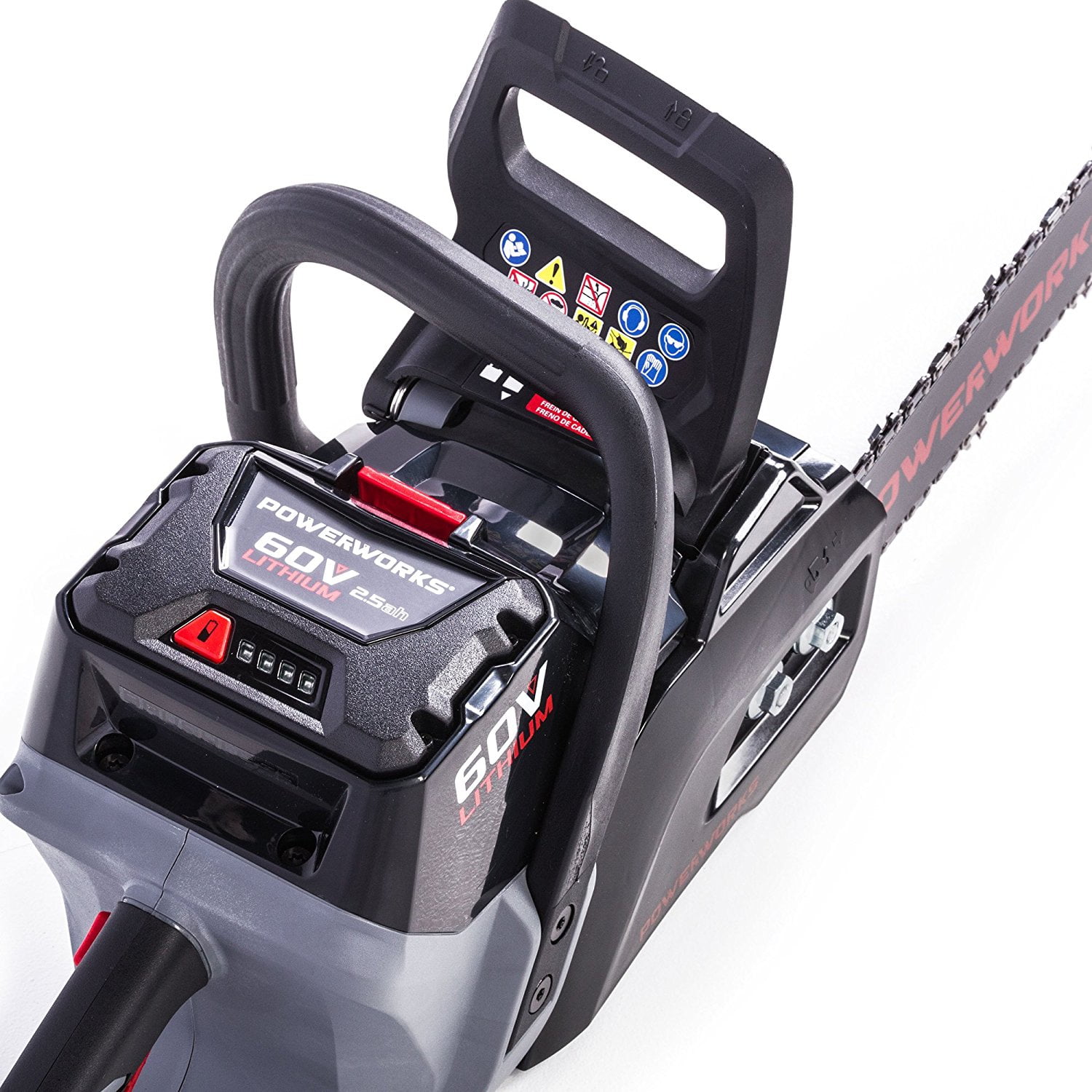 Discontinued Powerworks 16 inch 60V Brushless Chainsaw 2.5Ah Battery and Charger Included 2001413