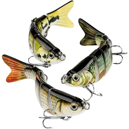 Bass Fishing Lure Topwater Bass Lures Fishing Lures Multi Jointed Swimbait Lifelike Hard Bait Trout Perch Pack of 3