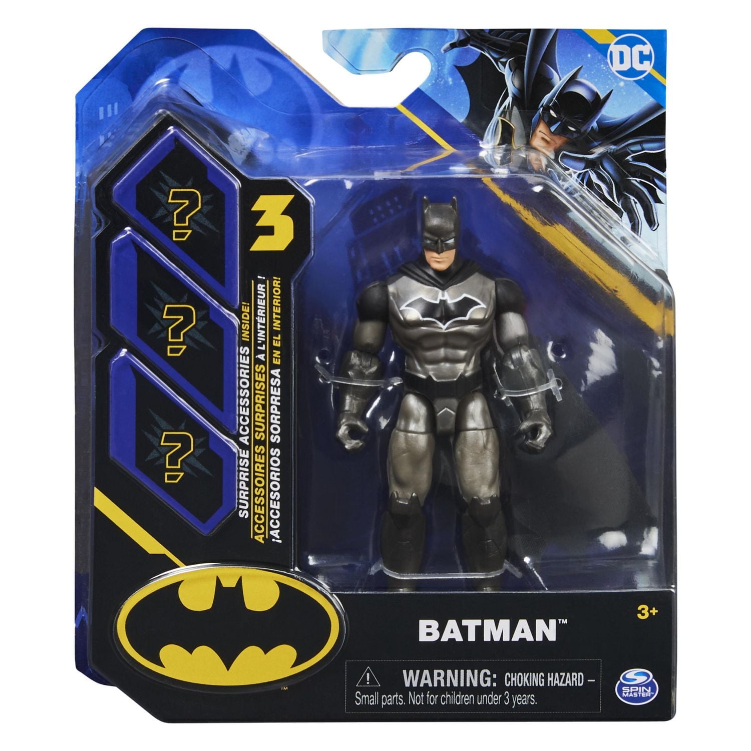 DC Comics, 4-inch Batman Action Figure with 3 Mystery Accessories, Batman Kids Toys for Boys and Girls Ages 3 and up