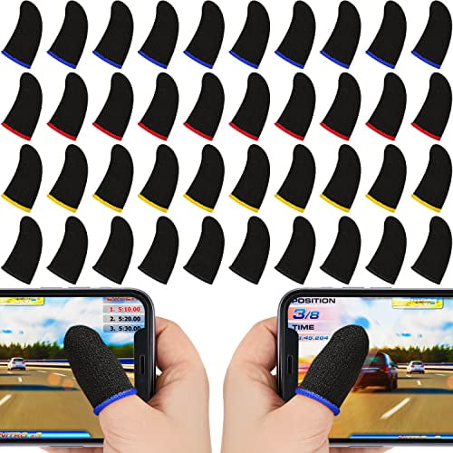 120 Pcs Finger Sleeve for Gaming Anti Sweat Game Controller Thumb Sleeve Breathable Finger Covers Touchscreen Gaming Gloves for Mobile Phone Game,4 Designs(Colorful)