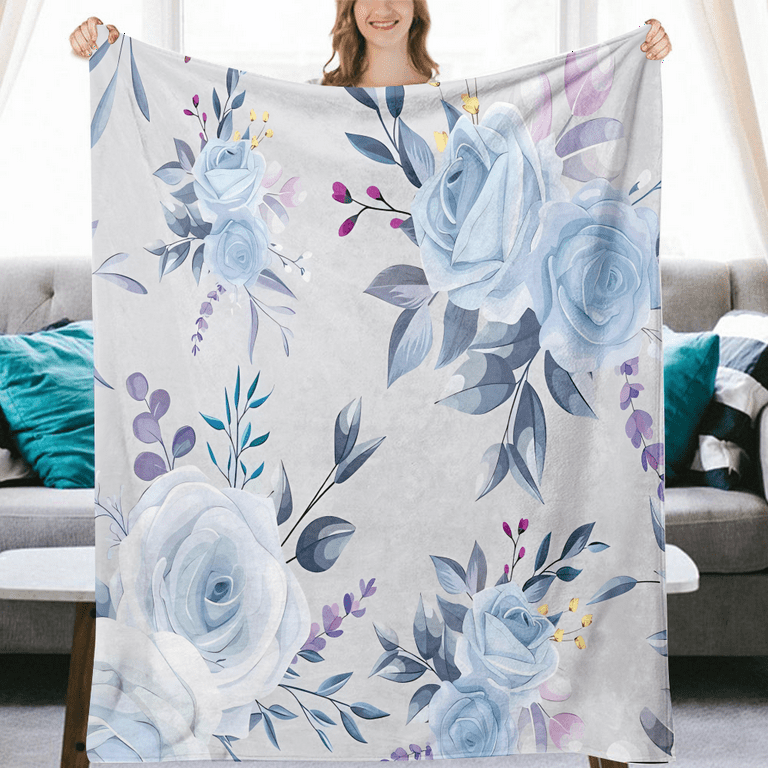 Watercolor Flower Sherpa Throw Blanket / Purple GreenoFloral Throw Blanket / Flower Blanket Gift for Her / deals Soft Cozy Floral Blanket for Mom