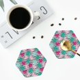 thumbnail image 5 of Pofeuu Tropical Leaves Print Leather Coasters Set of 6, Round Cups Mugs Mat Pad for Home Kitchen Heat Resistant Drink Coasters,Hexagon, 5 of 7
