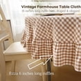 thumbnail image 5 of Taupe Plaid Ruffled Table Cloth Round Cover for Seat 4-6, 100% Washed Cotton Farmhouse Checker Gingham Vintage Decorative Tablecloth - Dia.70 inches, 5 of 8