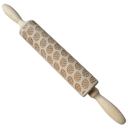 

Zpj1#2544 Wooden Easter Bunny Carrot Rolling Pin Printed Cookie Dough Stick Z#2544 TV2
