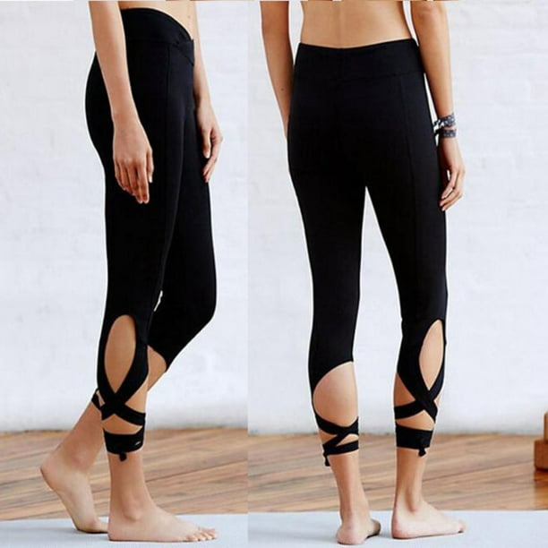 Yoga Tights Leggings Strappy Pants Calf Length Pants Dance Ballet Straps 
