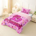 thumbnail image 2 of spefrowx Dreamy Princess L Letter Twin Comforter Sets for Kids, Kawaii Cartoon Stars Bow Bedding Set, Pink Reversible, 2-Piece, 1 Comforter and 1 Pillowcase, 2 of 6