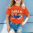 thumbnail image 2 of Girls T Shirts Will Be Letter Print Short Sleeve Round Neck Top Girls Tops Orange 1-2 Years, 2 of 5